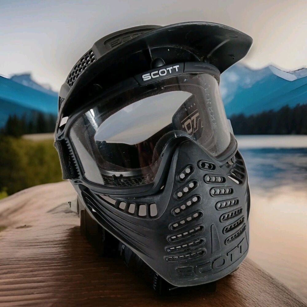 Scott Protective Full Face Tactical Paintball Airsoft Mask with Visor Black OSFM